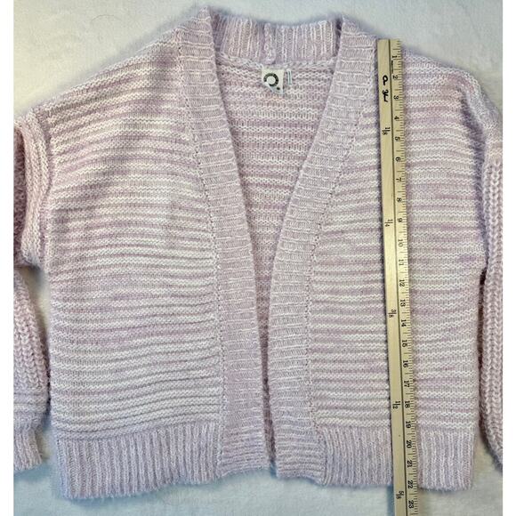 Akemi & Kin Anthropologie Pink White Fuzzy Cardigan Sweater Open Cardi One Size - Picture 9 of 10